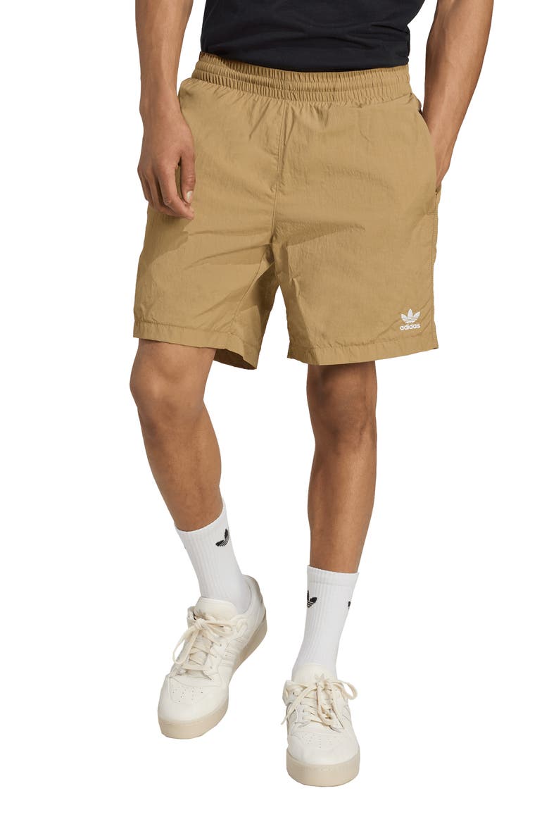 Essentials Trefoil Logo Shorts, Main, color, CARDBO