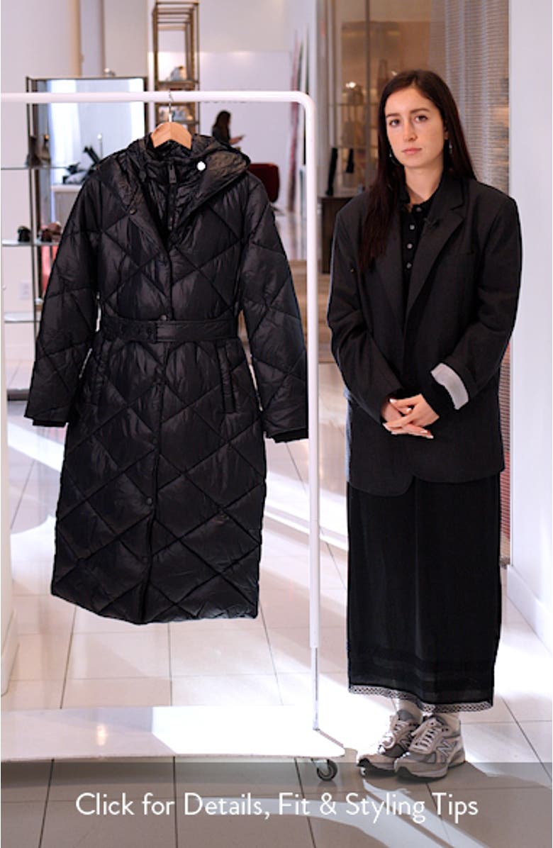 Amiyah Belted Diamond Quilt Longline Jacket, sales video thumbnail