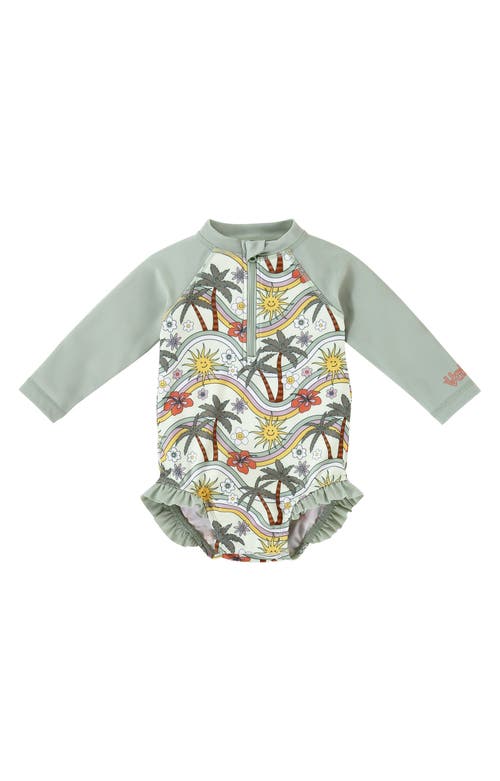 Uv Skinz Long Sleeve Ruffle Legged Swim Suit In Gray