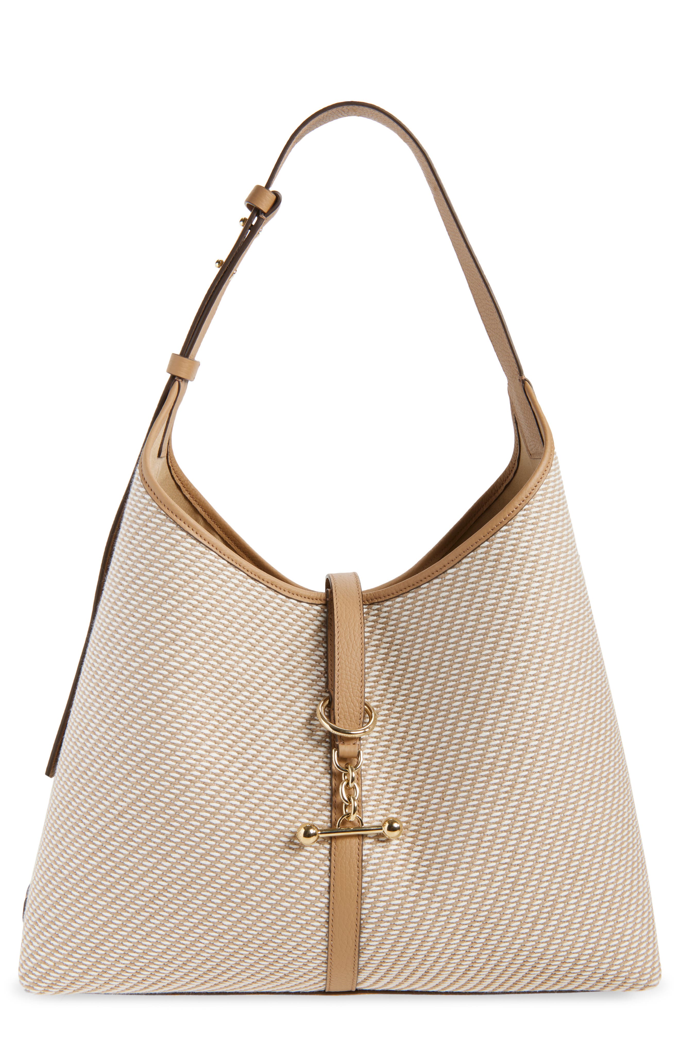 Strathberry Maxi Kite Twill Hobo Bag, Main, color, Caramel/ Natural