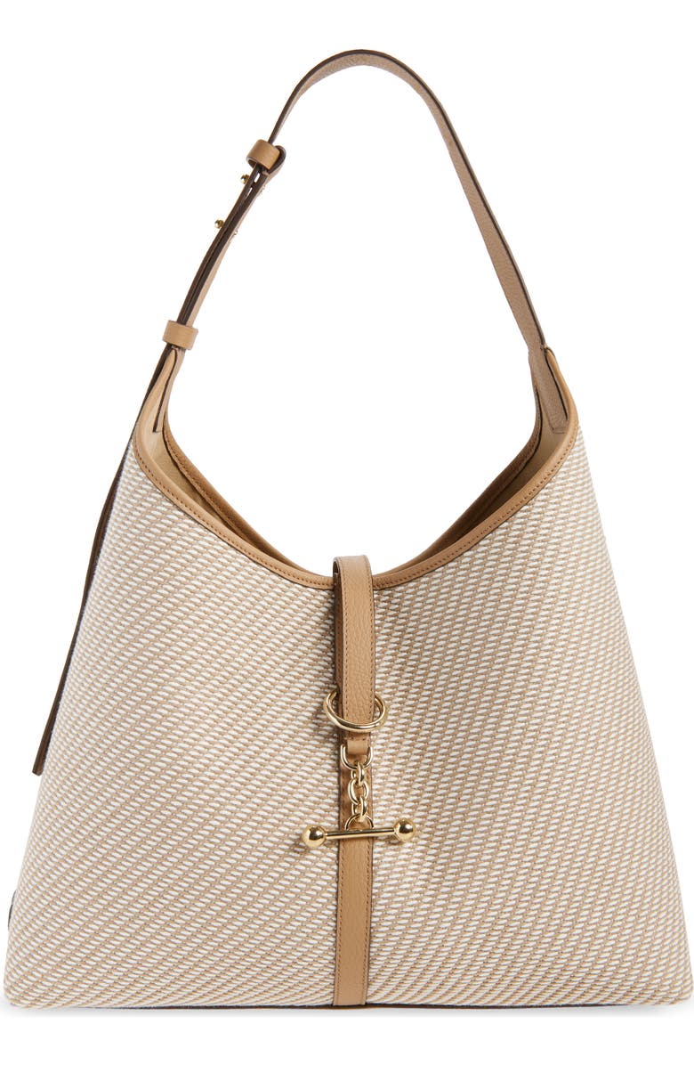 Strathberry Maxi Kite Twill Hobo Bag, Main, color, Caramel/ Natural