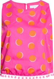 SUGARLIPS Rosy Dot Pom Sleeveless Top