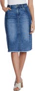 Wash Lab Denim Two-Tone Raw Hem Denim Skirt