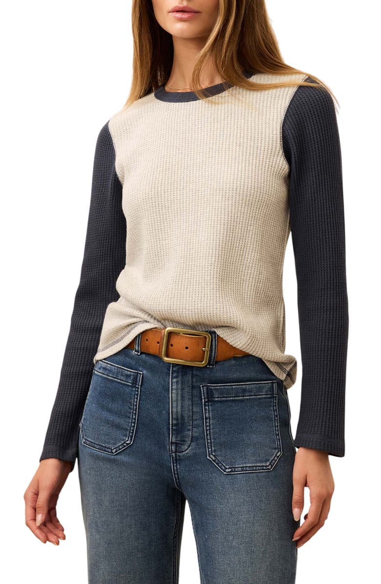 Faherty Apres Colorblock Long Sleeve Waffle Knit Top, Main, color, 