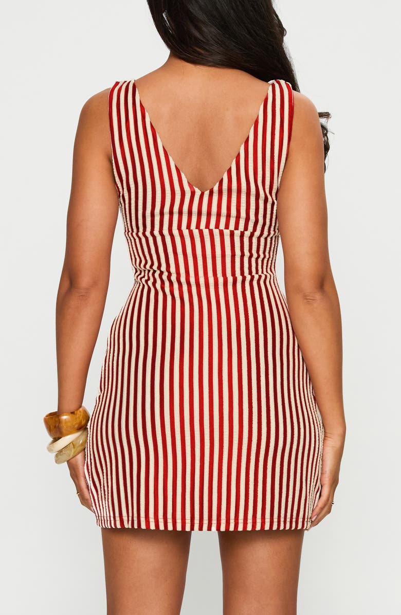Princess Polly Daphney Stripe Minidress, Alternate, color, Red / Cream