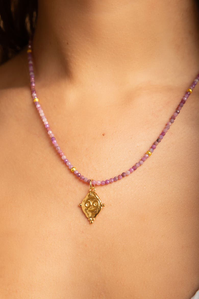 Cancer Zodiac Choker Necklace, Alternate, color, White