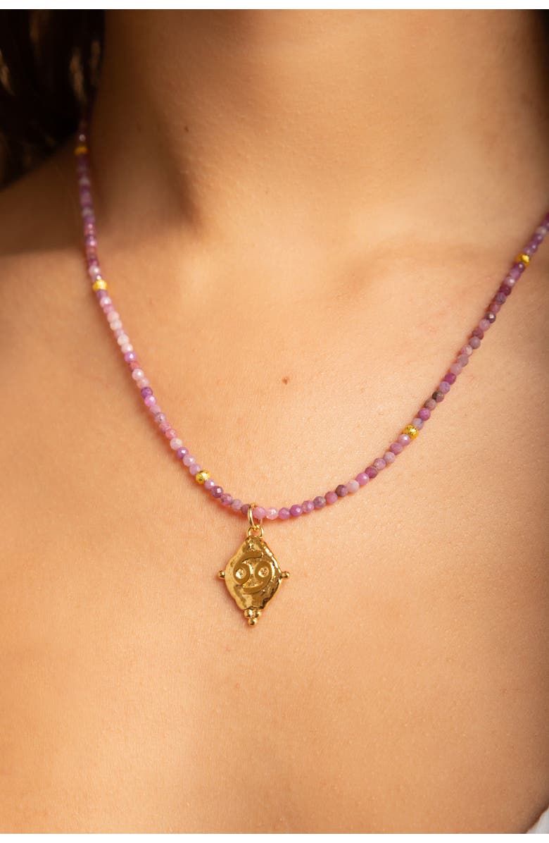 Seven Saints Cancer Zodiac Choker Necklace, Alternate, color, Gold