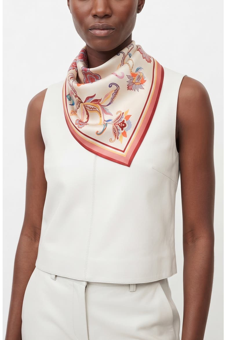Terra Paisley Triangle Silk Scarf, Alternate, color, Red