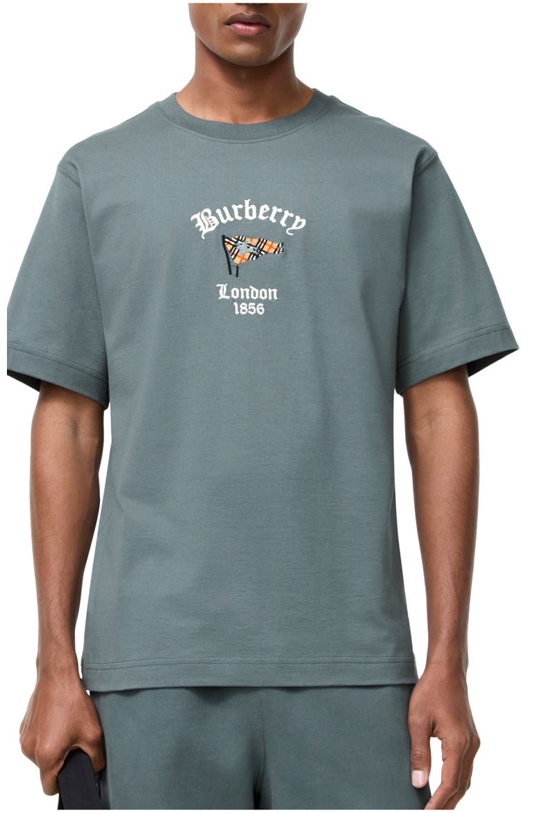 Check Flag Cotton T-shirt, Main, color, Seafarer blue