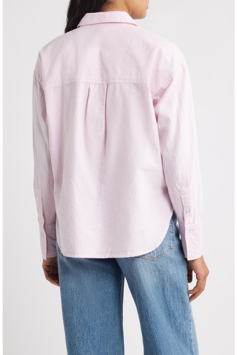 Everly Stripe Cotton Button-Up Shirt, Alternate, color, PINK CHIC