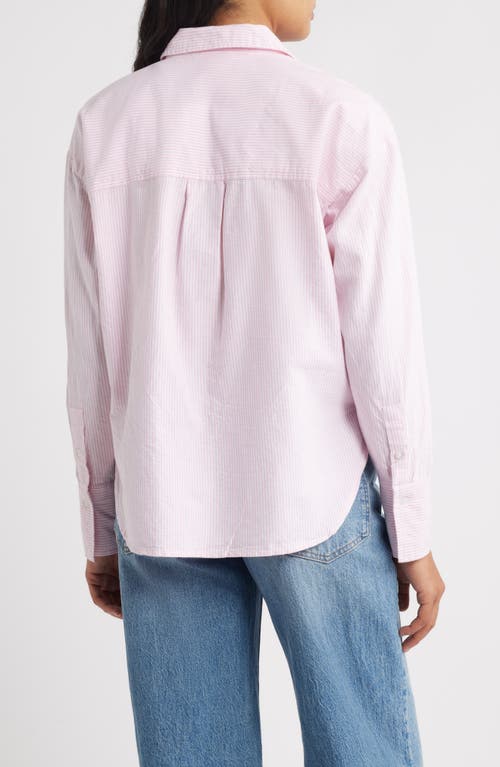 Beachlunchlounge Everly Stripe Cotton Button-up Shirt In Pink