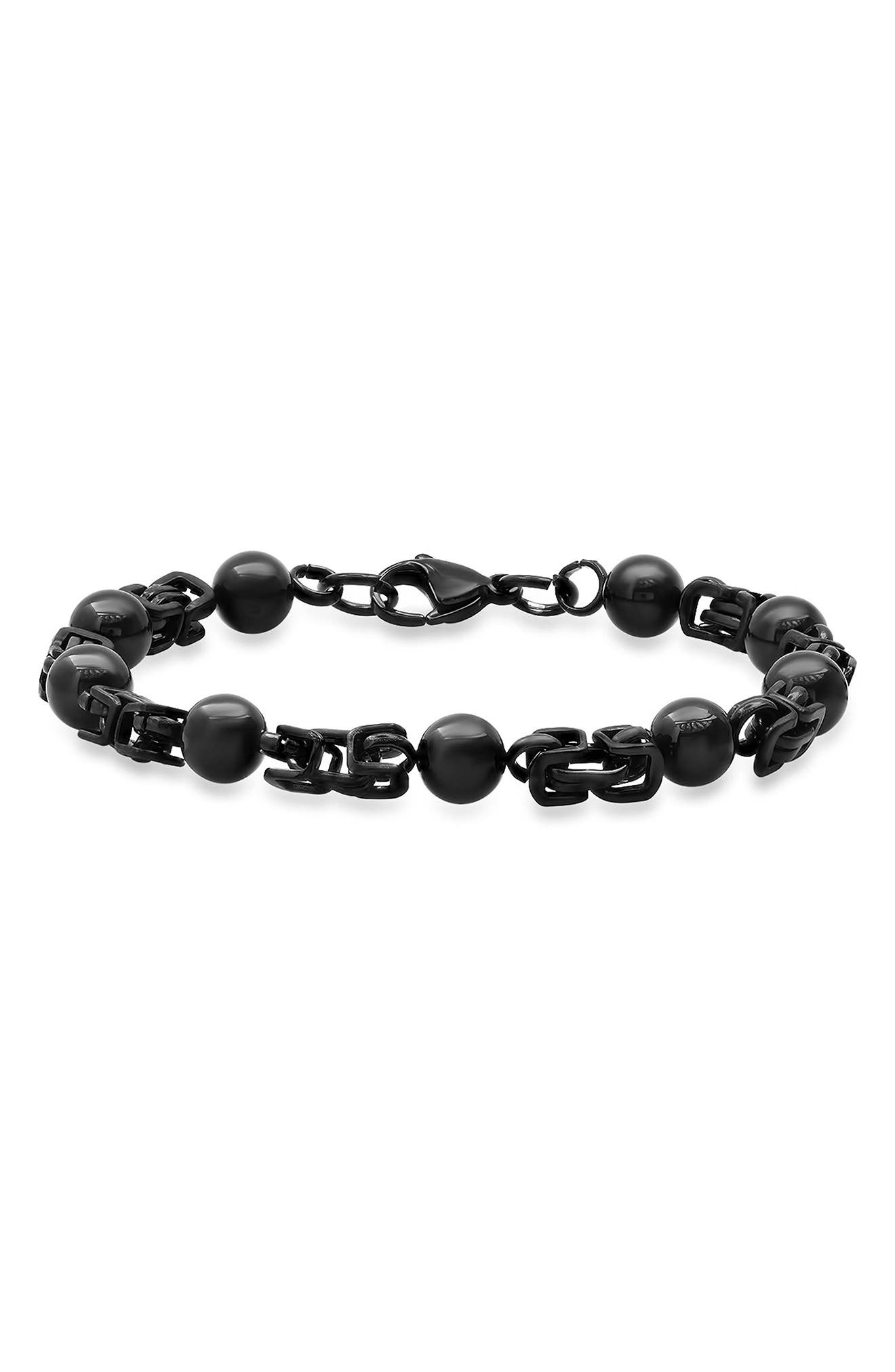 Men's Ion-Plated Stainless Steel Bead Bracelet