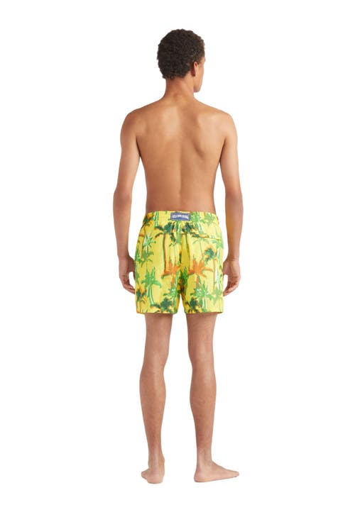 Vilebrequin Ultra-light And Packable Swim Shorts Palms Offset In Yellow