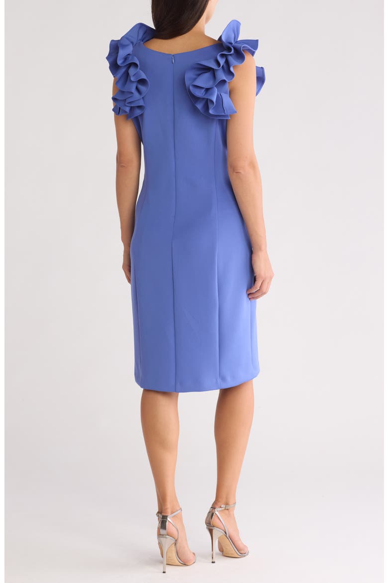 Donna Ricco Ruffle Shoulder Sheath Dress, Alternate, color, PERIWINKLE