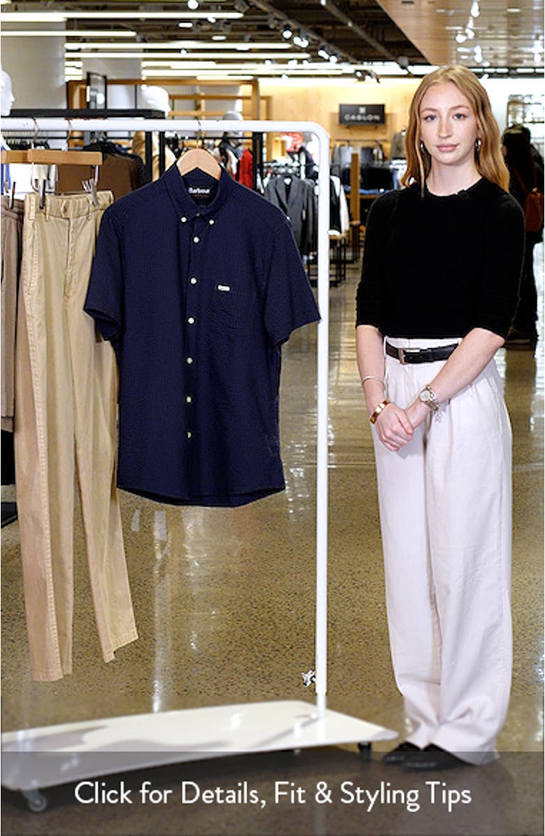 Longhall Seersucker Performance Short Sleeve Button-Down Shirt, sales video thumbnail