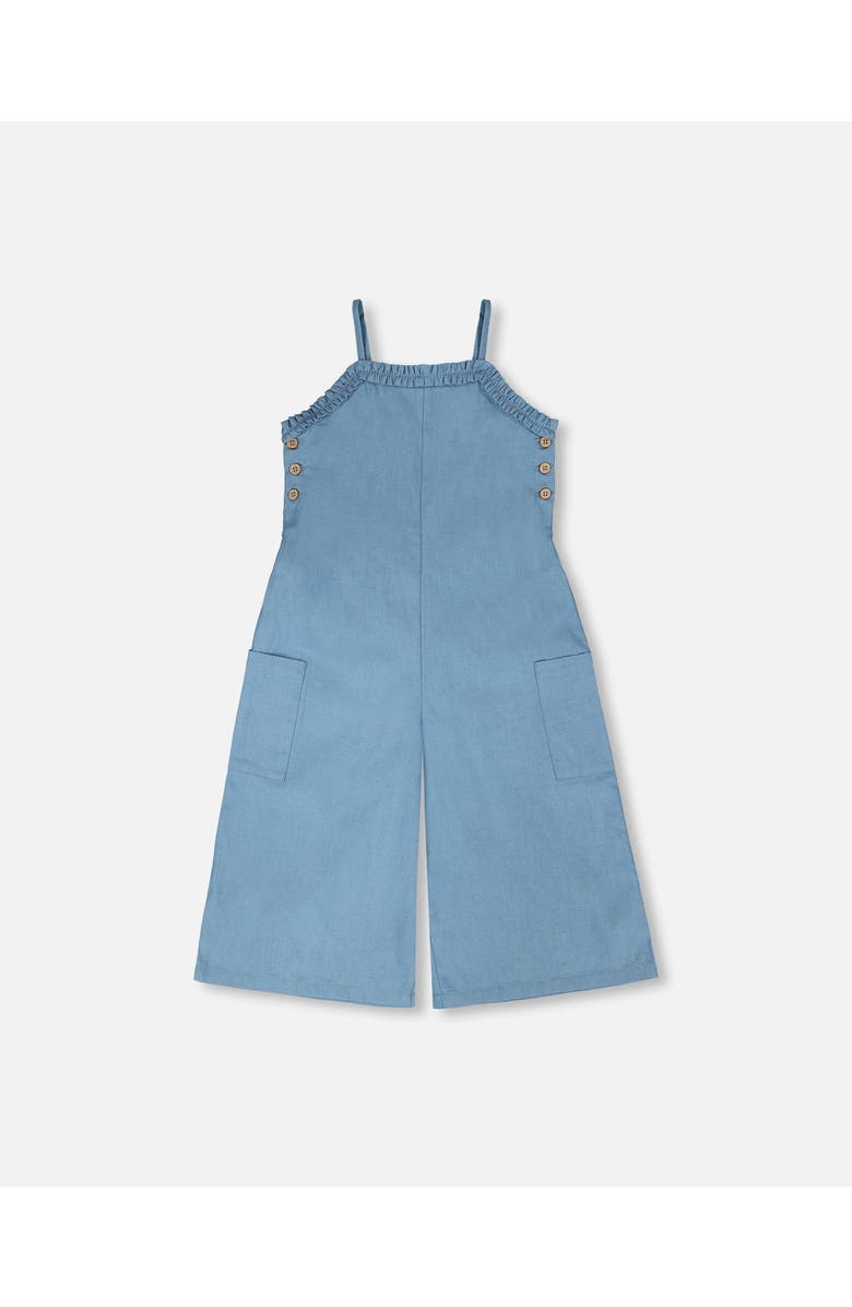 Deux par Deux Wide Leg Chambray Sleeveless Jumpsuit, Main, color, Light Blue Chambray