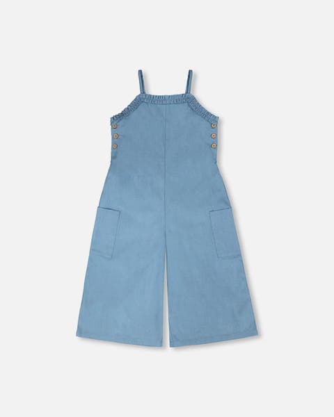 Wide Leg Chambray Sleeveless Jumpsuit (Toddler, Little Kid & Big Kid)
