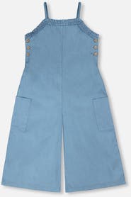 Deux par Deux Wide Leg Chambray Sleeveless Jumpsuit