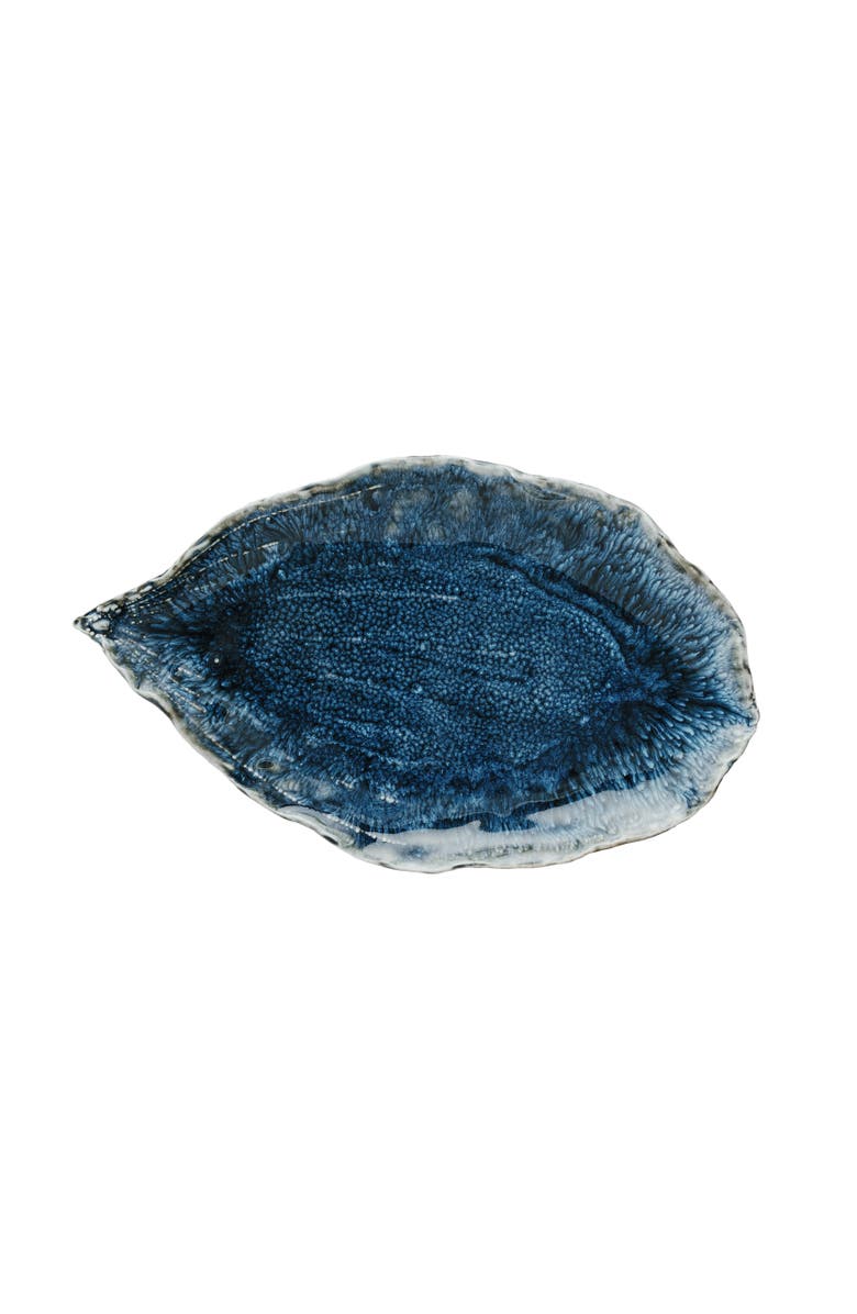 Storied Home Azure Leaf Stoneware Plate, Blue, Main, color, Blue