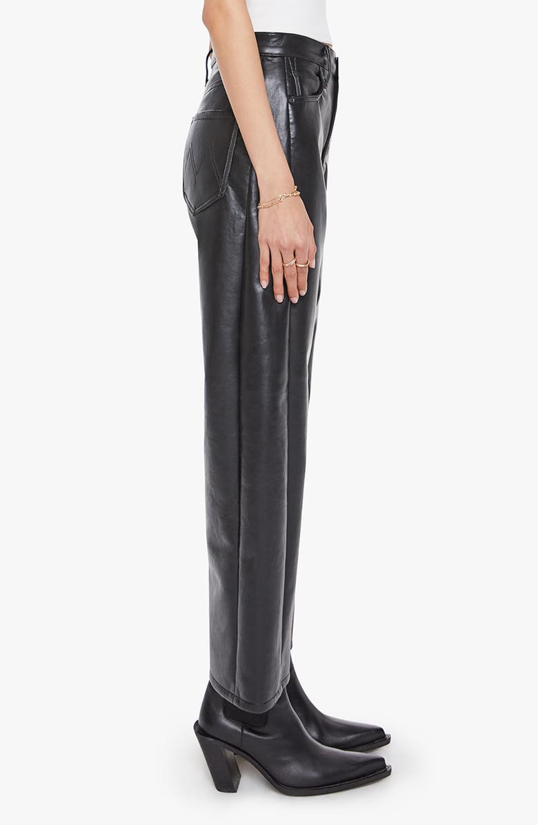 MOTHER The Half Pipe Flood High Waist Coated Leather Pants, Alternate, color, Black