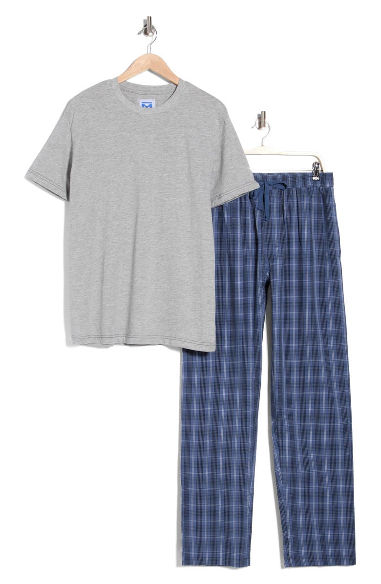 Majestic International T-Shirt & Plaid Pajama Pants Set, Alternate, color, Dusty Blue Plaid