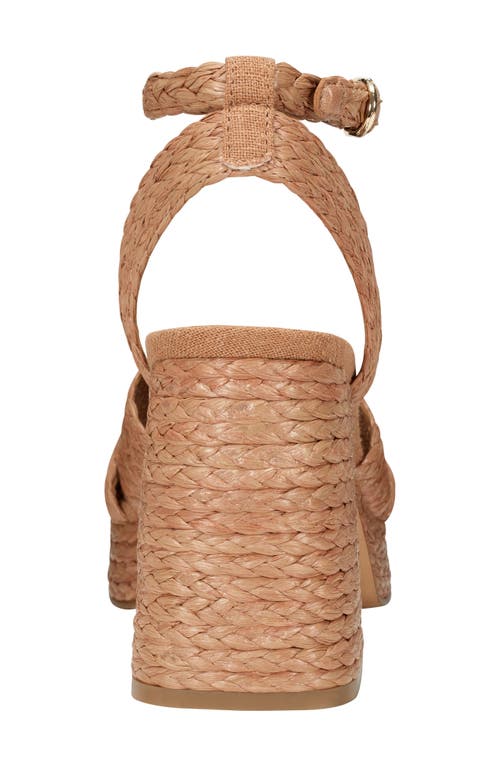 Marc Fisher Ltd Janie Raffia Ankle Strap Platform Sandal In Medium Brown