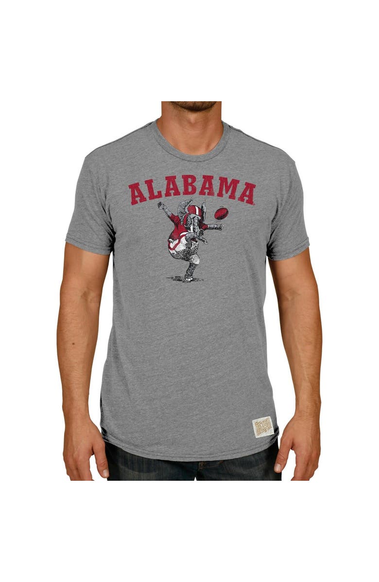 Retro Brand Men's Original Retro Brand Heathered Gray Alabama Crimson Tide Vintage Punting Big Al Tri-Blend T-Shirt, Main, color, 