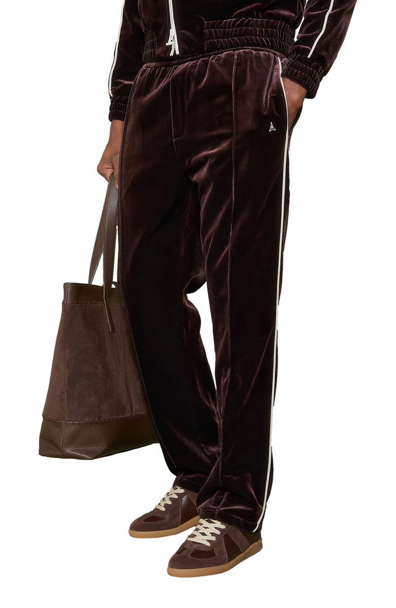 Manière De Voir Eiffel Velour Track Pants, Alternate, color, Brown