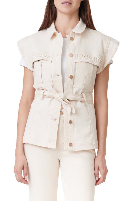Habitual Pleated Pocket Denim Vest In Stone In Stone