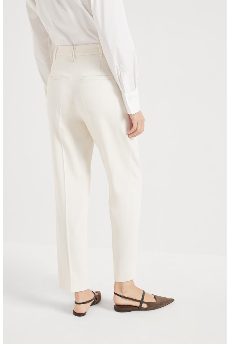 Comfort viscose couture twill slouchy trousers with monili, Alternate, color, Ivory
