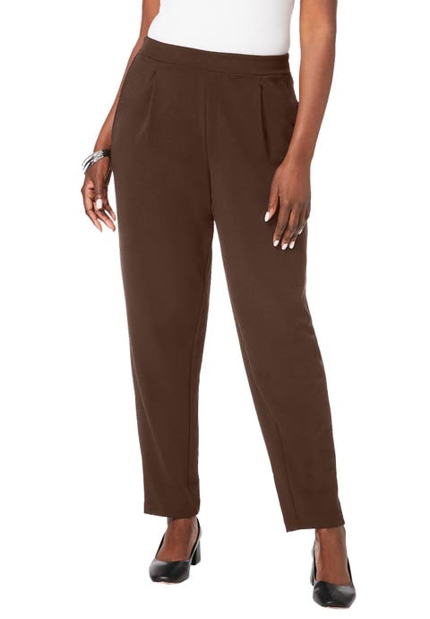 Stretch Knit Crepe Straight Leg Pants