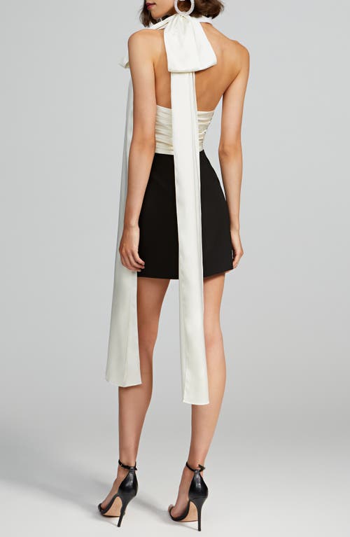 HALSTON HALSTON RENAE CONTRAST BOW MINIDRESS