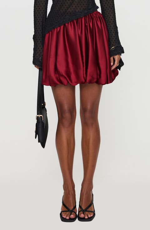 Rubee Bubble Hem Satin Miniskirt