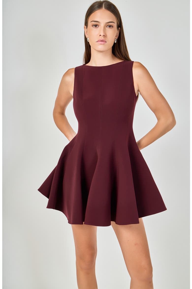 Sleeveless Fit & Flare Minidress, Alternate, color, MAROON