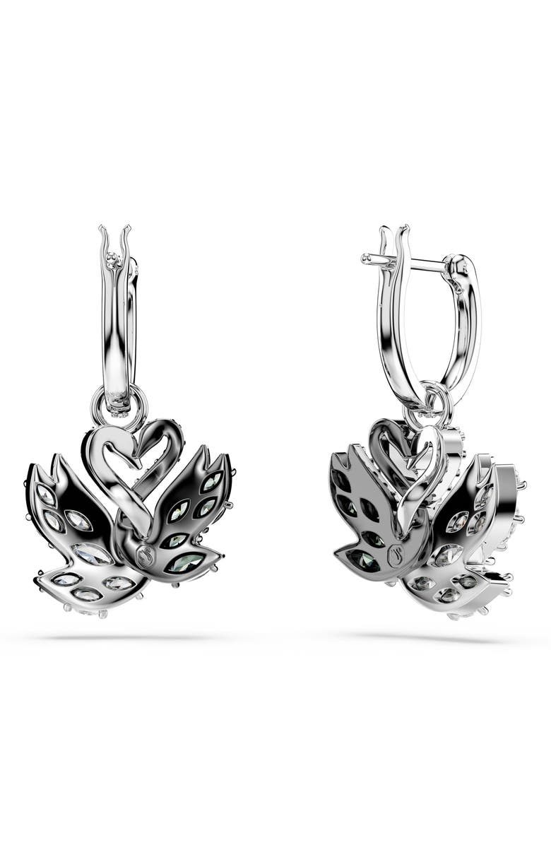Swarovski Two-Tone Swan Hoop Earrings, Alternate, color, Black