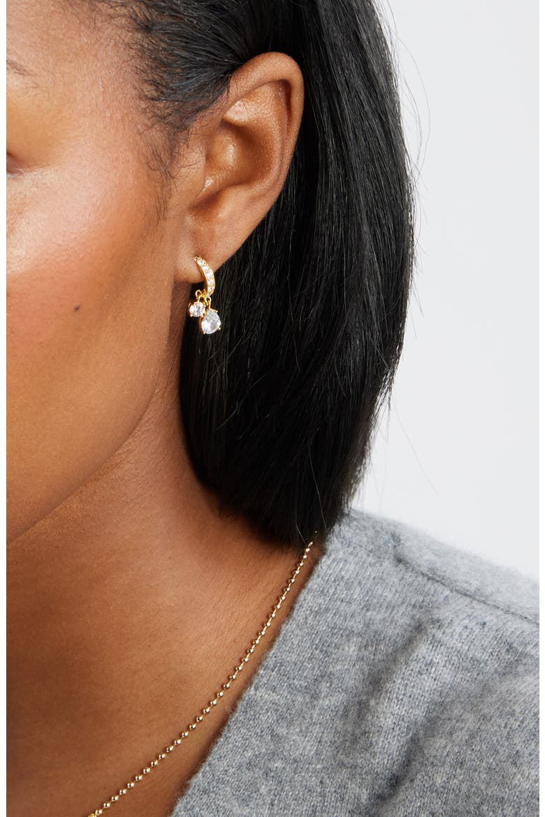Cubic Zirconia Dangle Earrings, Alternate, color, CLEAR- GOLD