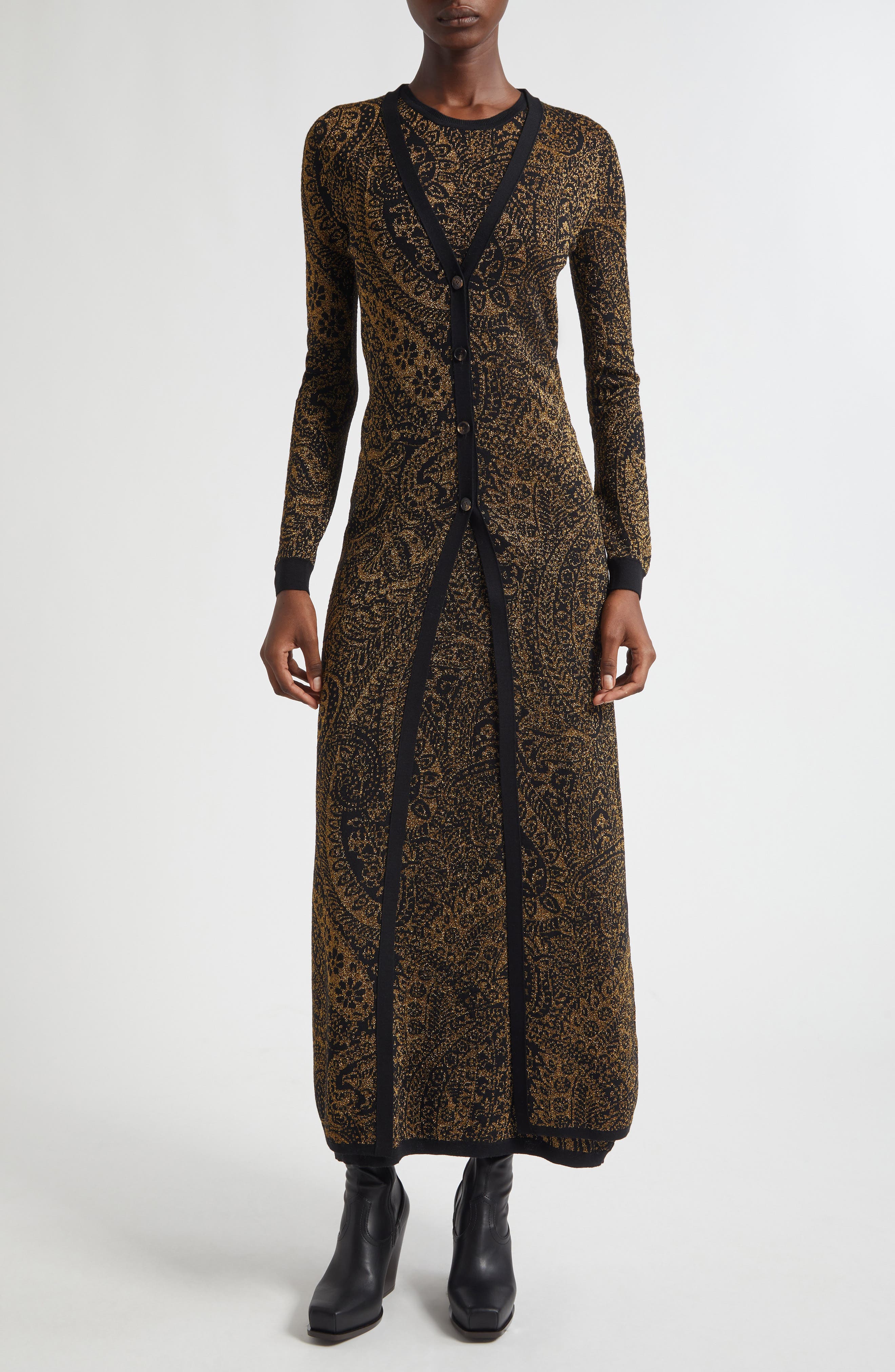 Metallic Paisley Longline Cardigan