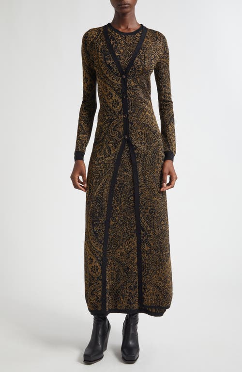 Etro Metallic Paisley Longline Cardigan In Multi