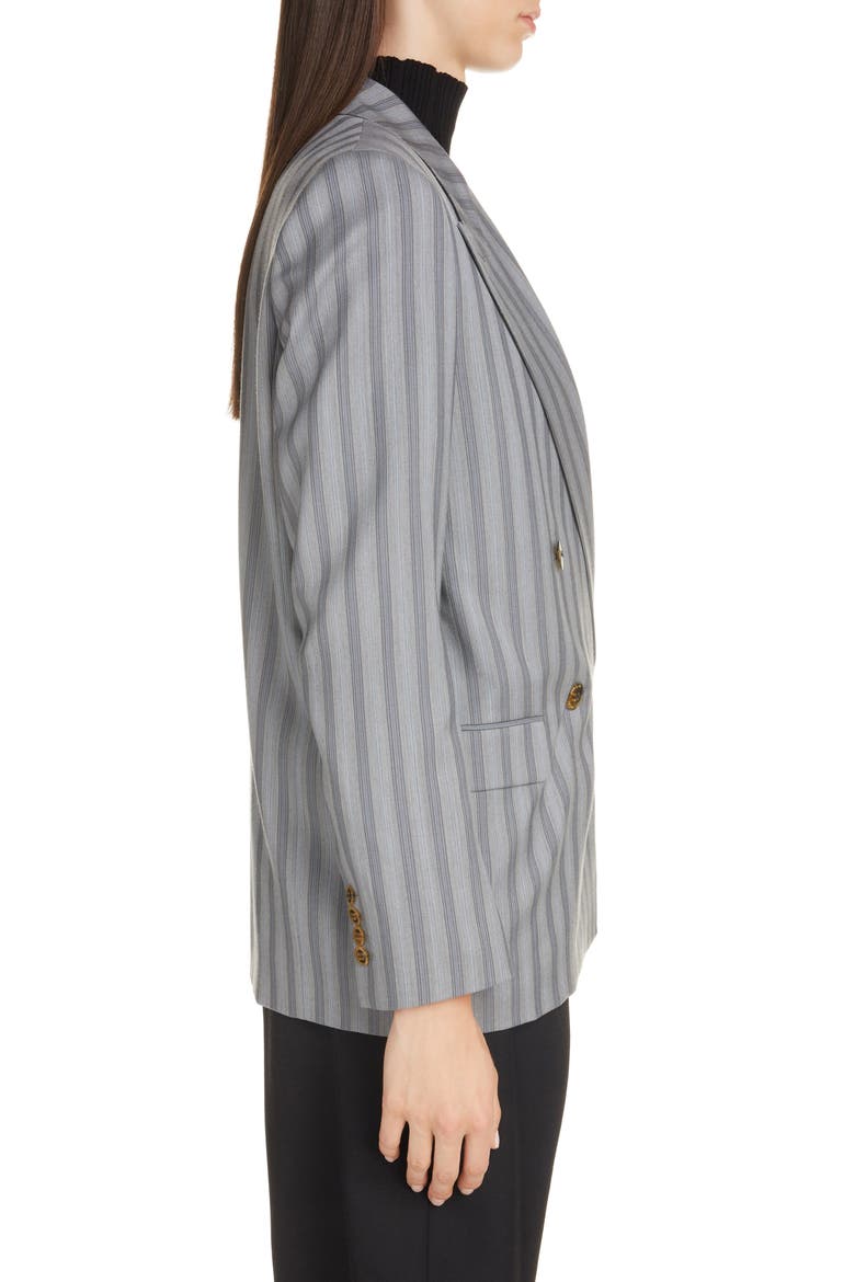 Janny Double Breasted Pinstripe Wool Blazer, Alternate, color, LIGHT GREY