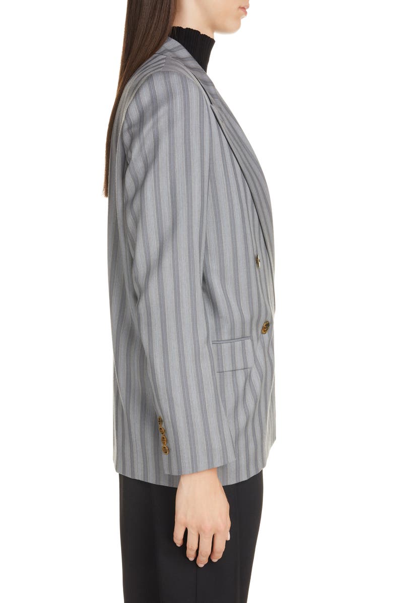 Acne Studios Janny Double Breasted Pinstripe Wool Blazer, Alternate, color, 