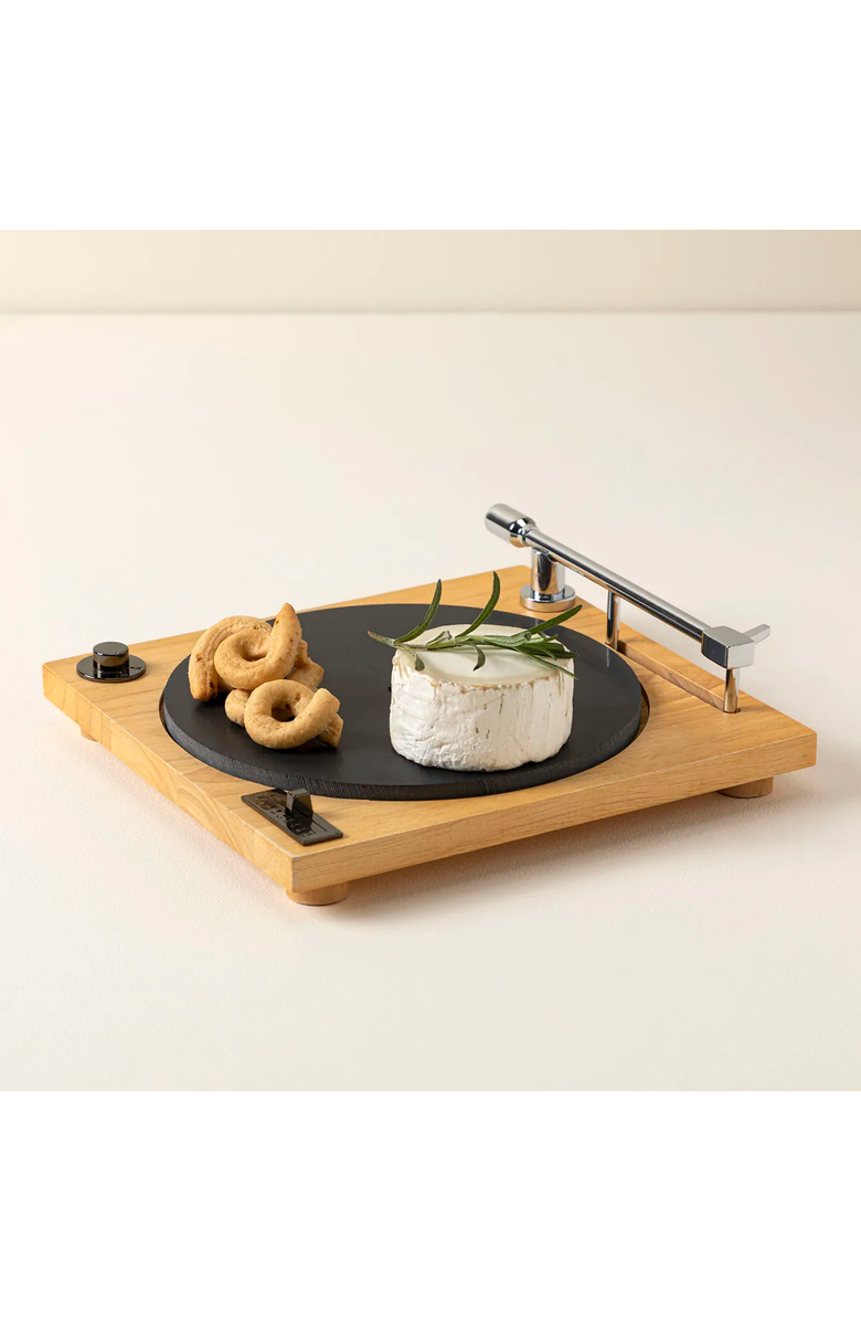Uncommon Goods Turntable Cheeseboard, Alternate, color, Light Brown / Black