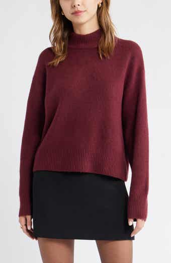 Open Edit Boxy Mock Neck Sweater