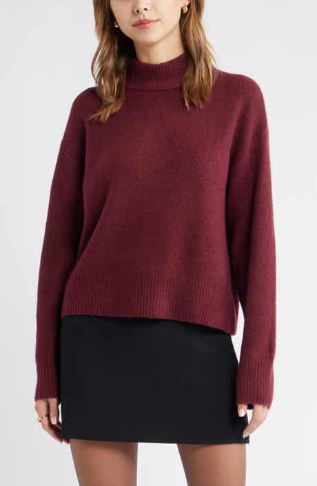 Open Edit Boxy Mock Neck Sweater