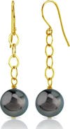 The Pearl Source Tahitian South Sea Round Pearl Dangling Tincup Earrings