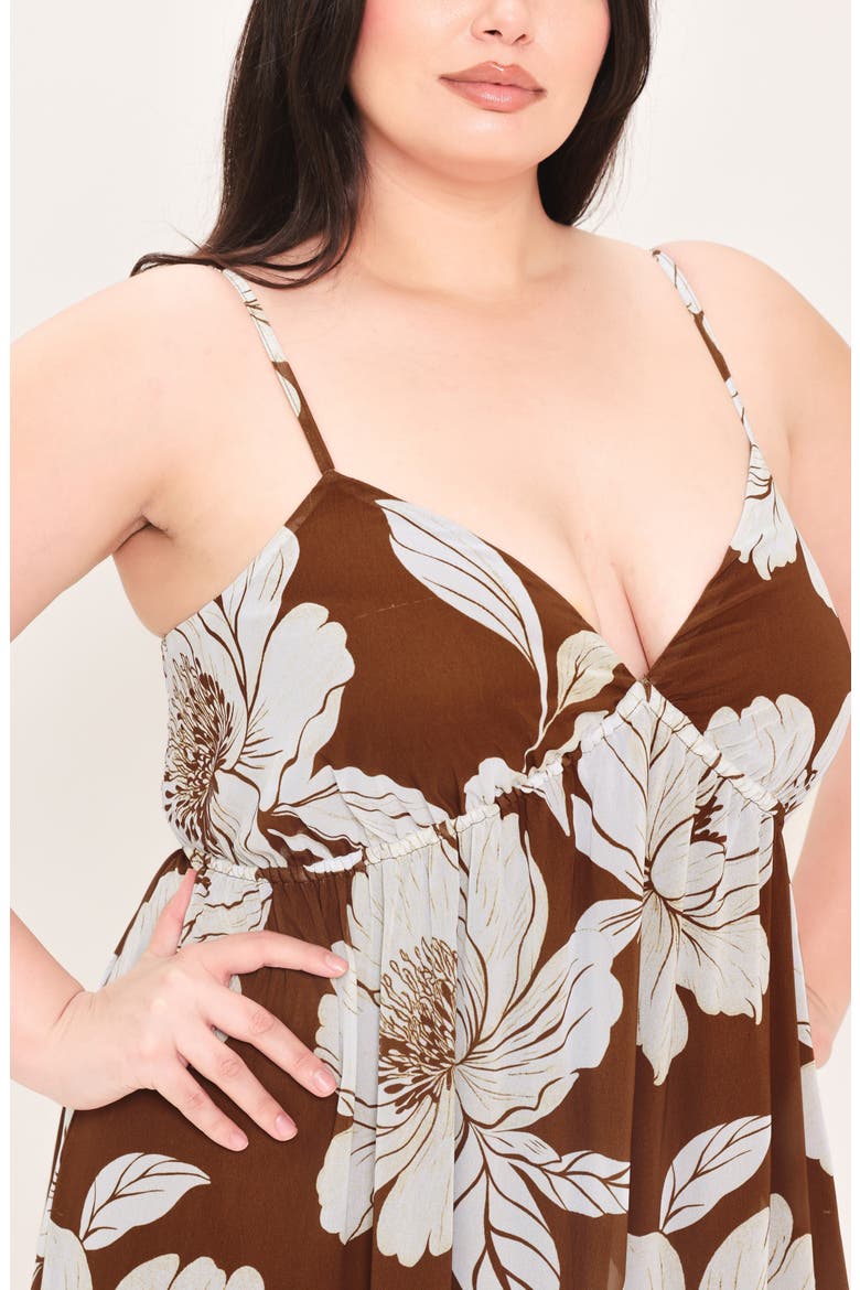 Floral Tiered Maxi Dress, Alternate, color, BROWN
