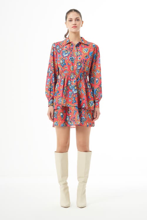 Mizalle Long Sleeve Flowy Mini Dress In Pattern