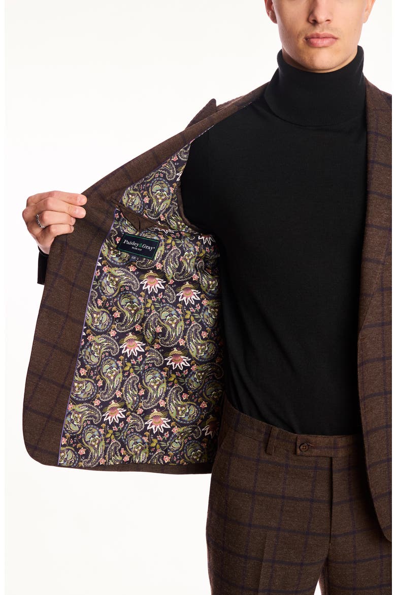 Ashton Slim Fit Brown Windowpane Blazer, Alternate, color, BROWN VIOLET WINDOWPANE