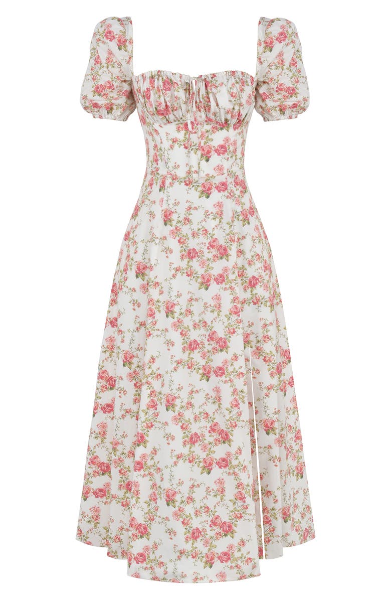 HOUSE OF CB Tallulah Floral Cotton Blend Sundress, Alternate, color, White/ Pink Floral