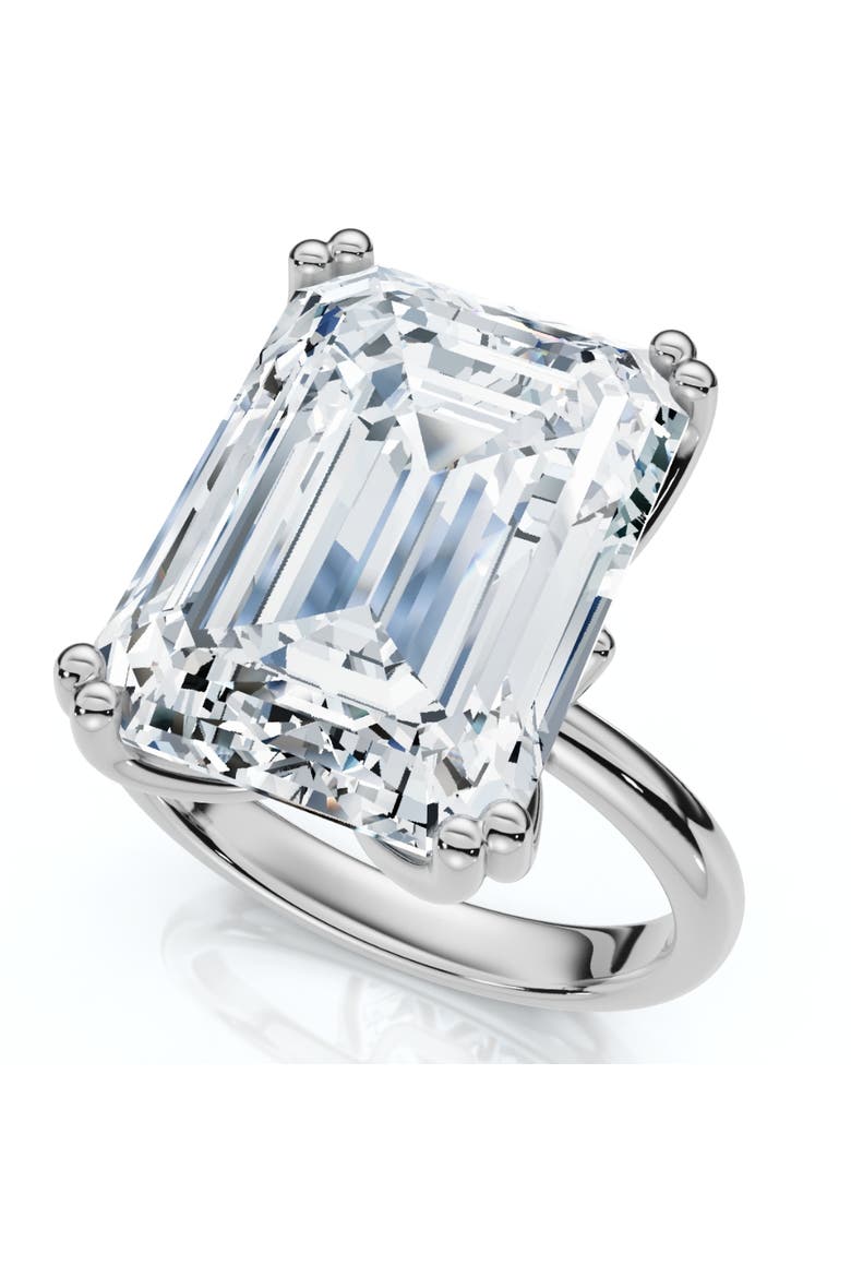 Certified 10Ct Emerald Cut Diamond Solitaire Engagement Ring 14k Gold Lab Grown, Alternate, color, 14k White Gold