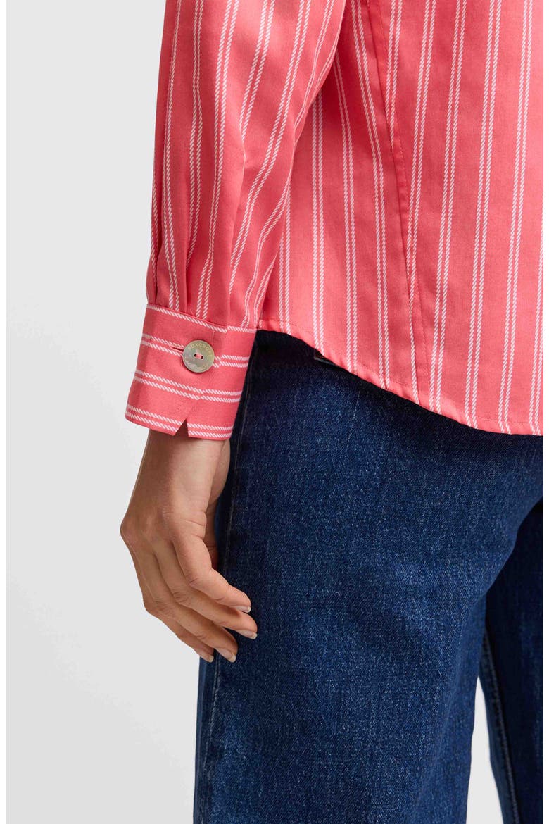 Paityn Stripe Cotton Button-Up Shirt, Alternate, color, SUNKISSED CORAL/ WHITE